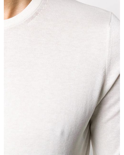 Barba Napoli White Knitted Plain T-Shirt for men