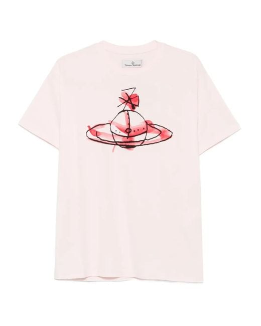 Vivienne Westwood T-Shirt Met Orb-Print Van Biologisch Katoen in het Pink