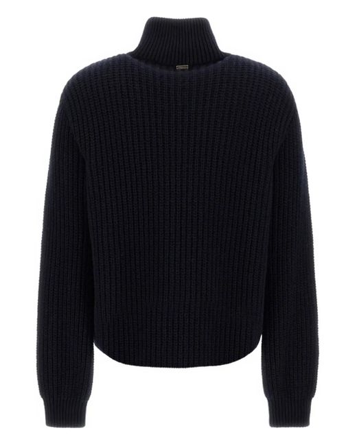 Herno Blue Quilted Panelled Cardigan