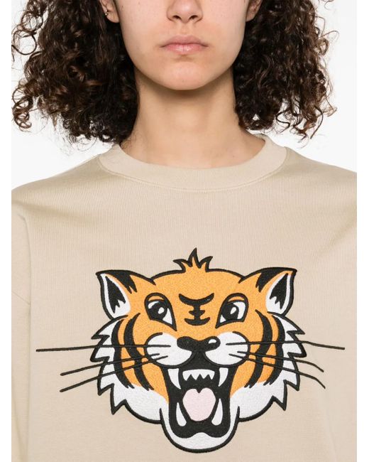 KENZO Natural Happy Tiger-Embroidered Sweatshirt