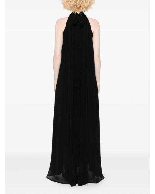 P.A.R.O.S.H. Black Embellished-Halterneck Dress