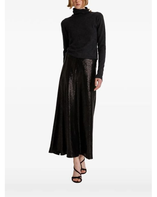 Alberta Ferretti Black Button-Detail Roll-Neck Sweater