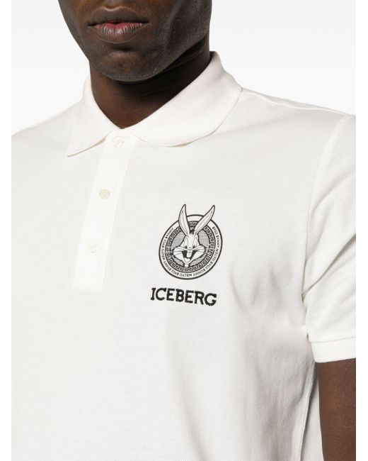 Iceberg White Bugs Bunny-print Cotton Polo Shirt for men