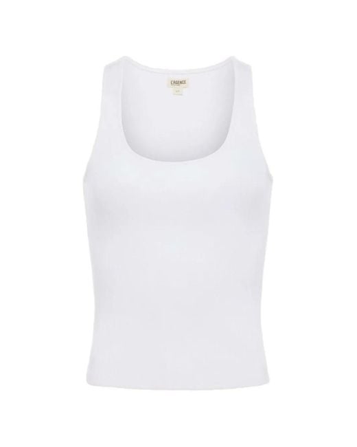 L'Agence White Adira Scoop-Neck Tank Top