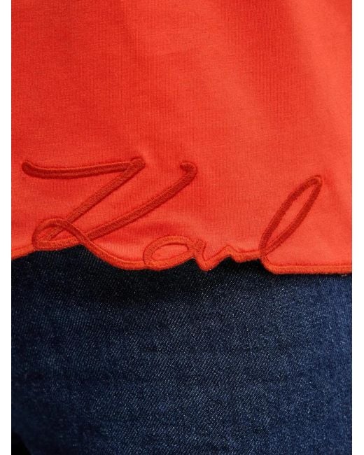 Karl Lagerfeld Embroidered V-Neck T-Shirt