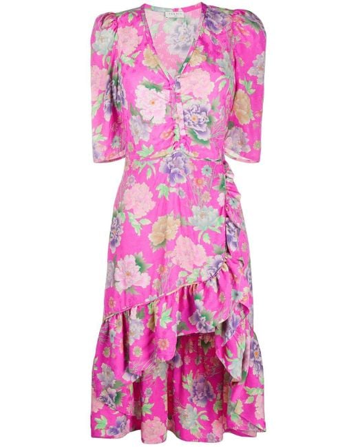 Robe volantée Leoni à fleurs Sandro en coloris Rose | Lyst