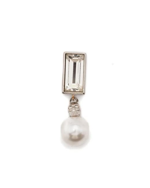 McQueen White Faux-Pearl Embellished Earring for men