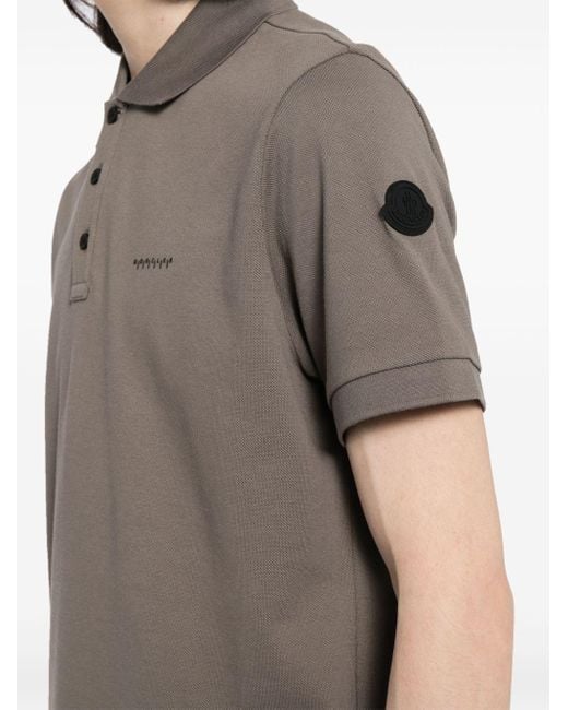 Moncler Gray Logo-print Cotton Polo Shirt for men