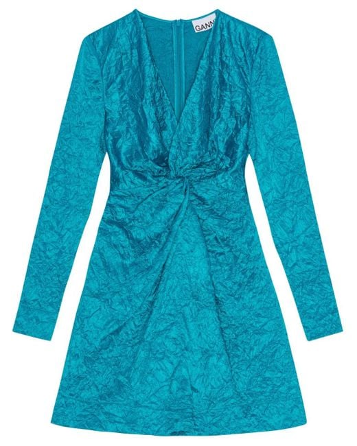 Ganni Blue Minikleid Aus Satin