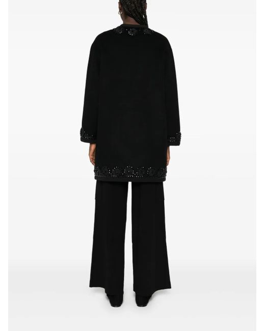 P.A.R.O.S.H. Black Embellished Floral Coat
