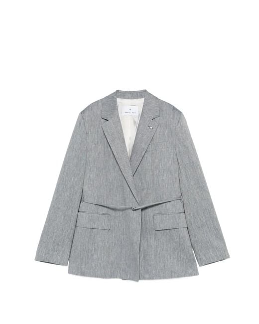 Manuel Ritz Gray Belted Lapel-Collar Jacket