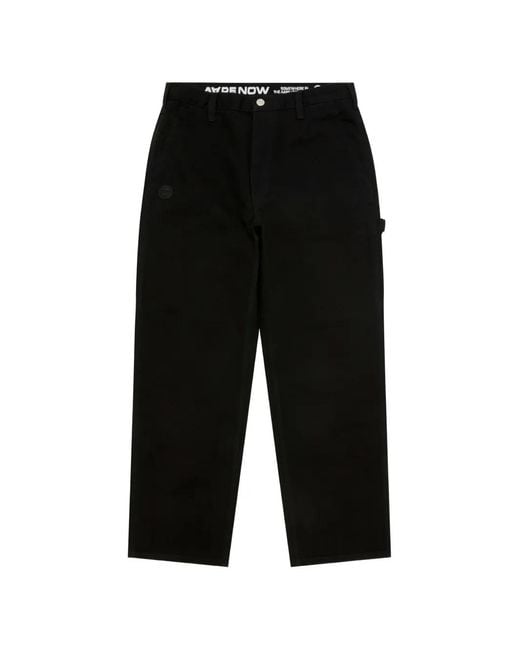 Aape By A Bathing Ape Black Logo-Detail Wide-Leg Trousers for men
