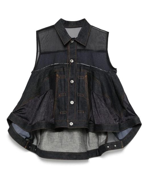 Sacai Black Denim Mix Shirt