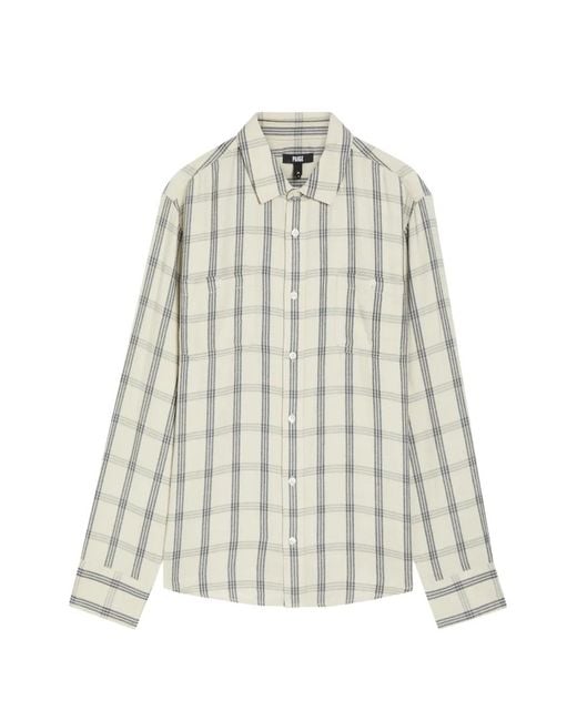 PAIGE White Everett Check-Pattern Long-Sleeve Shirt for men