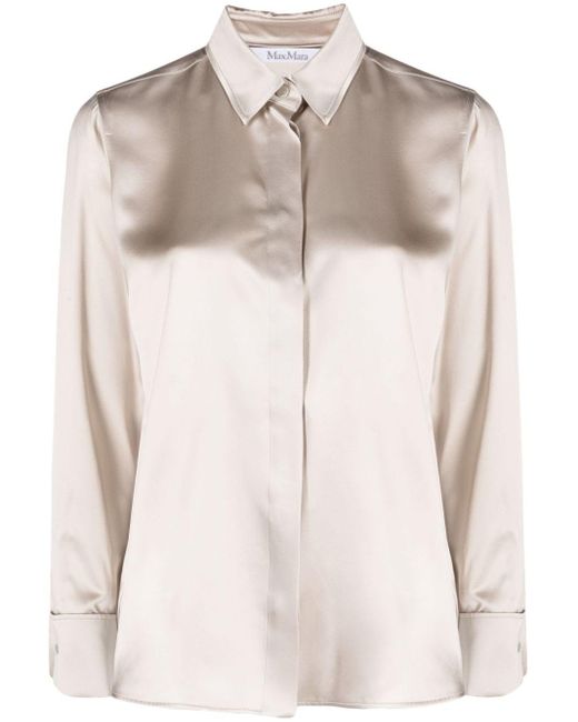 Max Mara Natural Button-up Silk Shirt