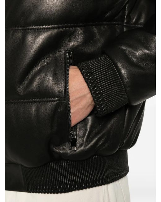SERGIO MORETTI FIRENZE Black Quilted Leather Jacket for men