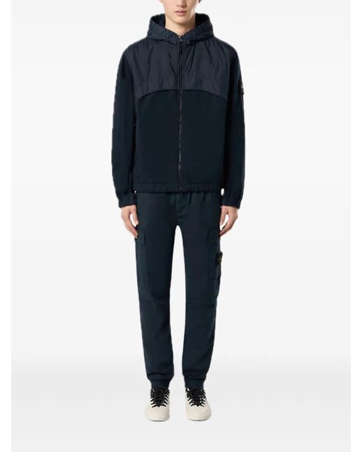 Stone Island Blue Hooded Panelled Jacket for men