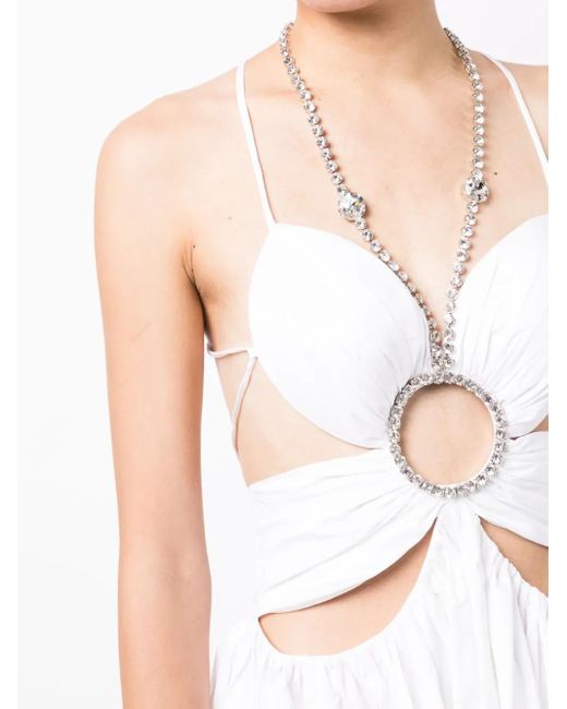 Area White Cut-Out Crystal-Embellished Minidress