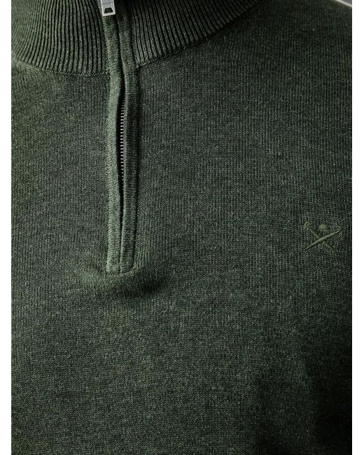 Hackett Green Quarter-Zip Embroidered-Logo Sweater for men