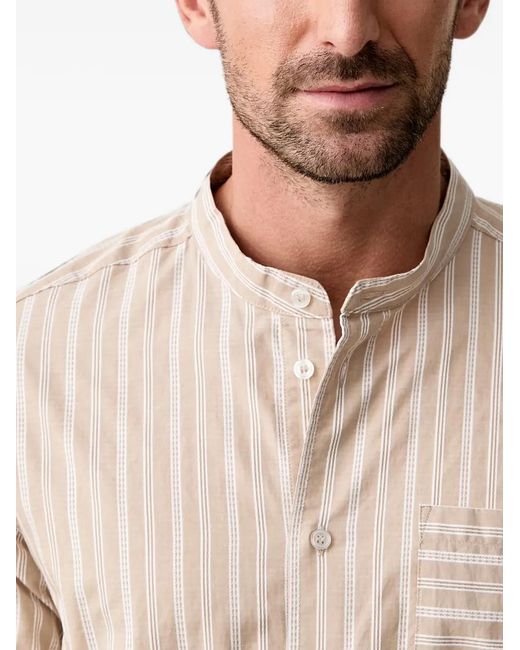 Benetton Natural Striped Band-Collar Shirt for men