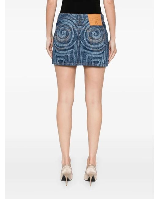 Jean Paul Gaultier レディース ブルー プリント ミニスカート