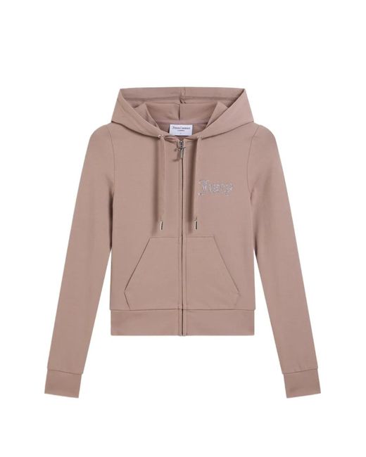 Juicy Couture Pink Diamanté-Logo Zip-Through Hoodie