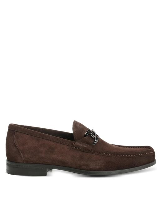 Ferragamo Brown Bit Detail Slip On Shoes for men