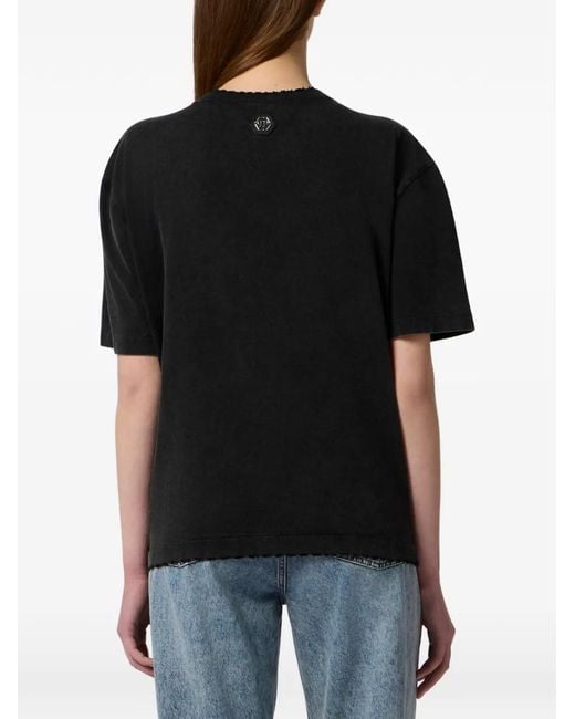 Philipp Plein Black Crystal-Embellished T-Shirt