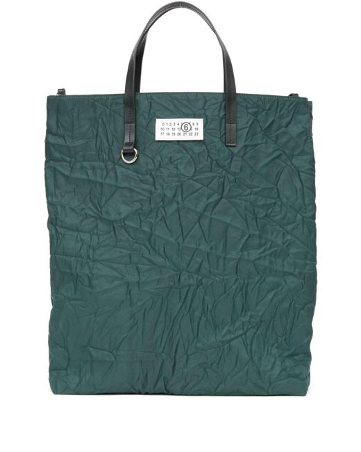 MM6 by Maison Martin Margiela Green Shopping Logo-Patch Tote Bag