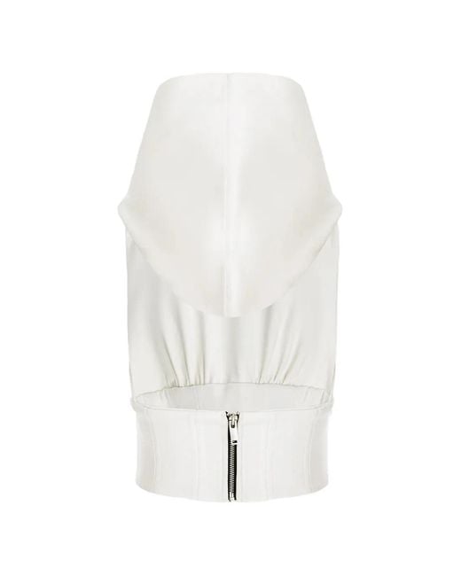 Hamza White Franci Hooded Corset-Style Top