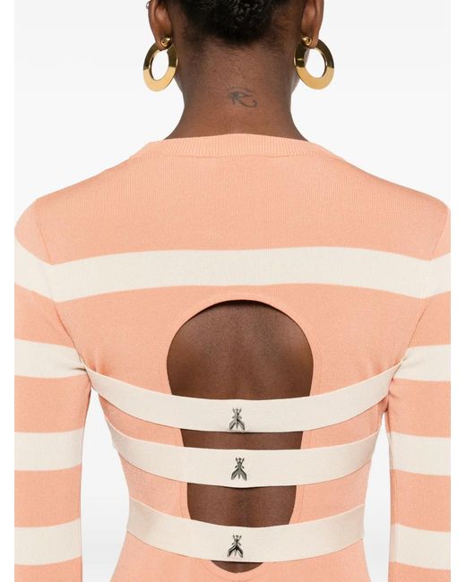 Patrizia Pepe Pink Striped Two-Tone Knit Dress
