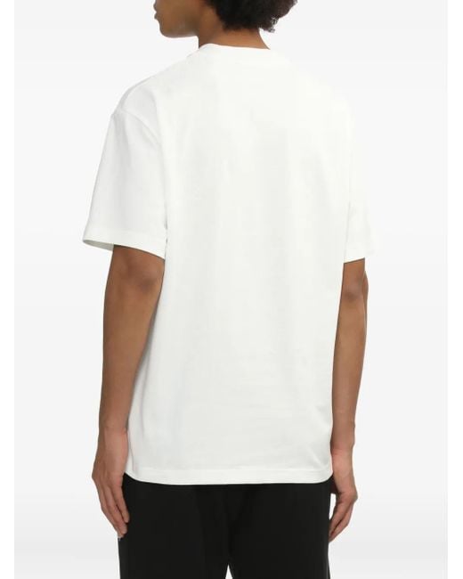 Camiseta de algodón con logo bordado Fred Perry de hombre de color White