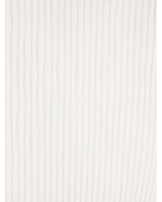 Jil Sander White Ruffled Ribbed Top