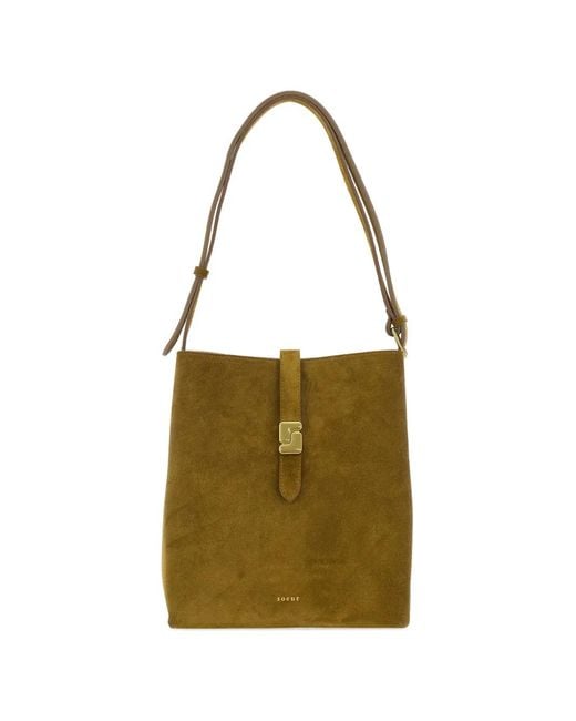 Soeur Green Buckle Strap Shoulder Bag