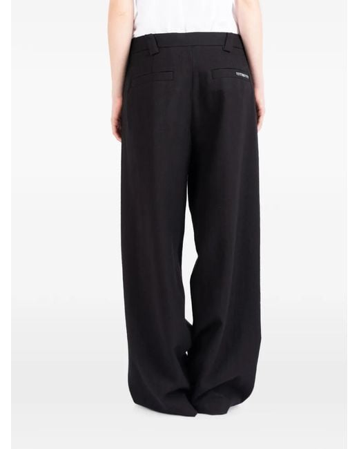 Societe Anonyme Black Bloom Wide-Leg Wool Trousers