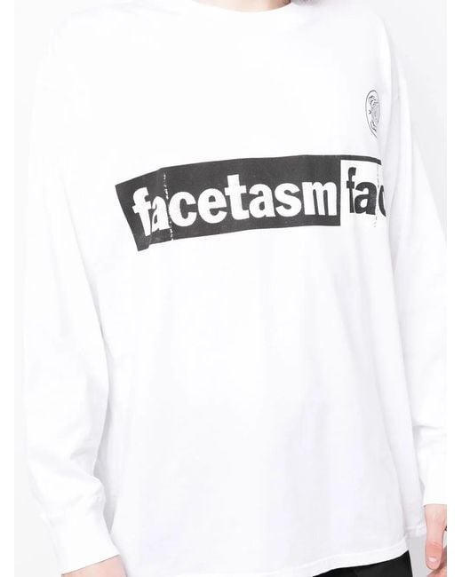 Facetasm White Logo-Print Crew-Neck T-Shirt for men