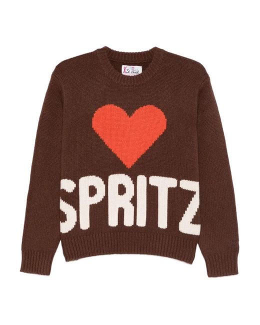 Mc2 Saint Barth Red Kyla Heart-Detail Sweater
