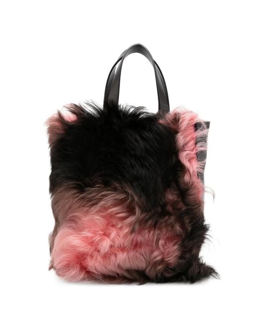 Marni Black Museo Soft Shearling Tote Bag