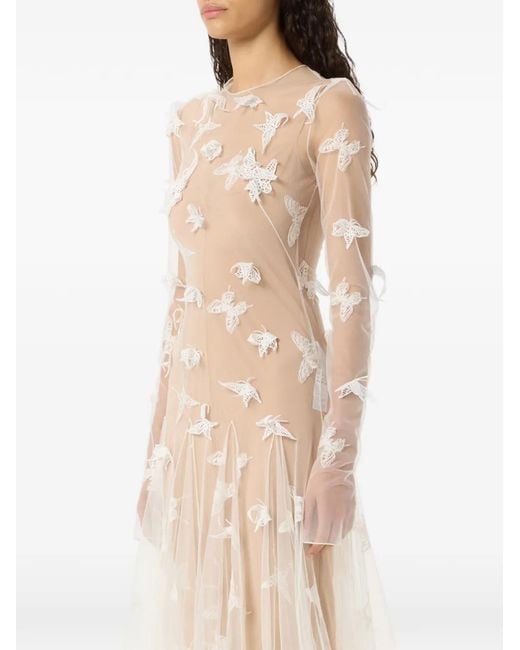 Blumarine White Butterfly-Appliqué Maxi Dress