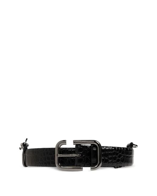 The Attico White Crocodile-Effect Chain-Detail Belt