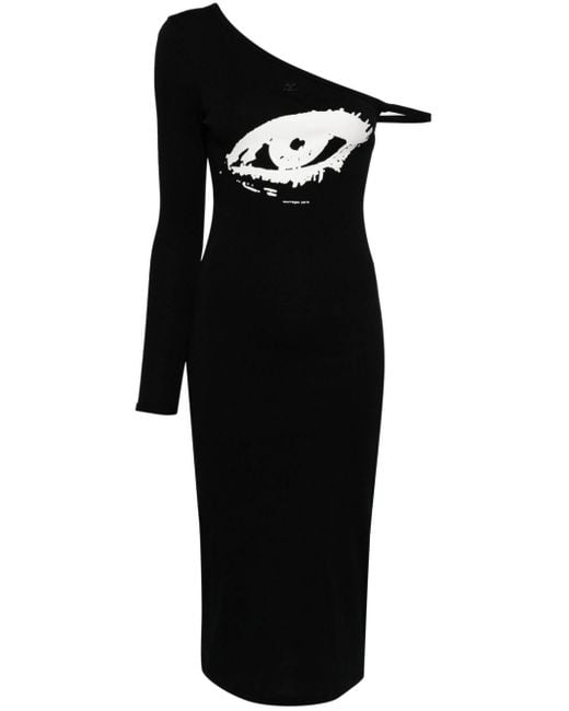 Courreges Black One-shoulder Midi Dress