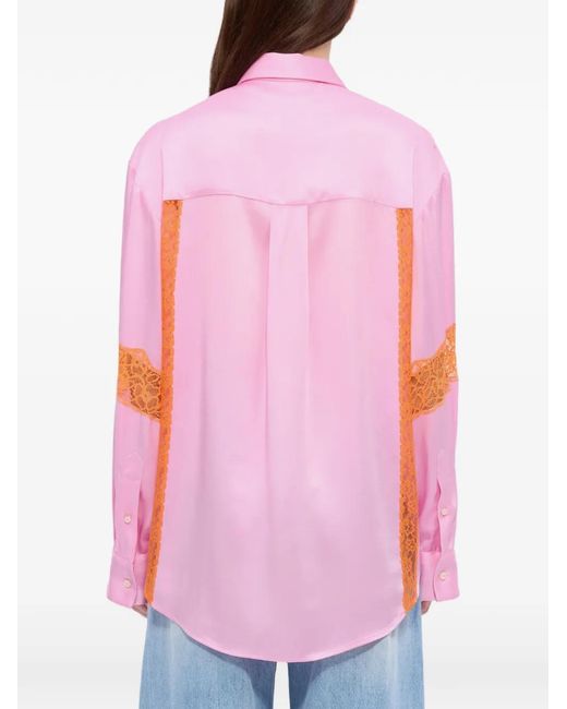 MSGM Pink Lace Panel Shirt