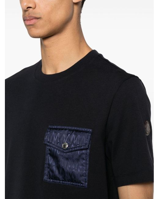T-shirt en coton à logo en jacquard Moncler pour homme en coloris Black