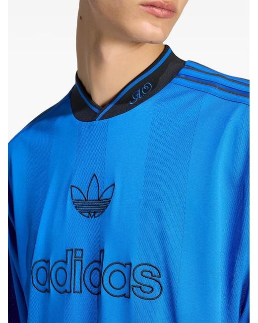 Adidas Blue Logo-Print Oversized T-Shirt for men