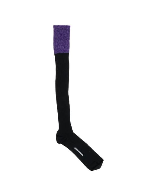 DSquared² White Ribbed Lurex-Detail Socks for men