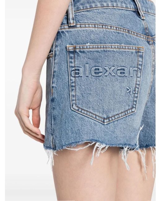 Shorts Bite Denim Con Stampa di Alexander Wang in Blue