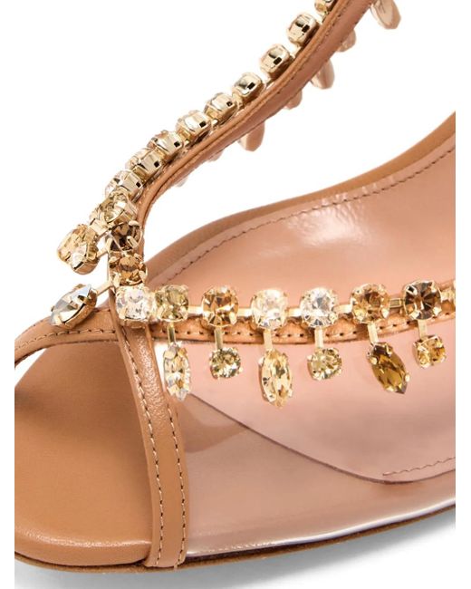Aquazzura Pink Temptation Crystal-Embellished Slingback Pumps