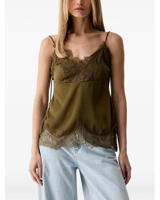 Gestuz Green Gzlalou Lace-Trim Blouse