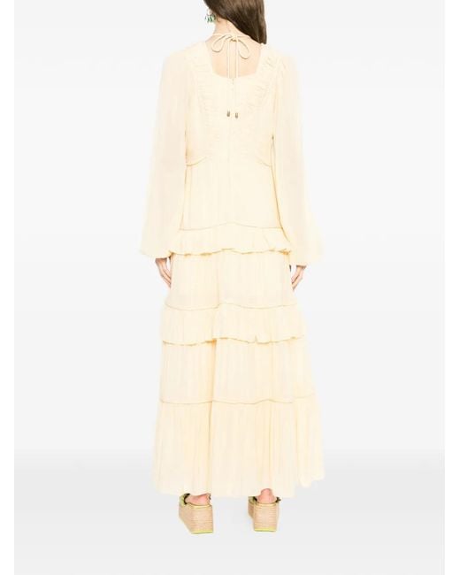 Farm Rio White Butter Ruffled Buttoned Maxi Dress