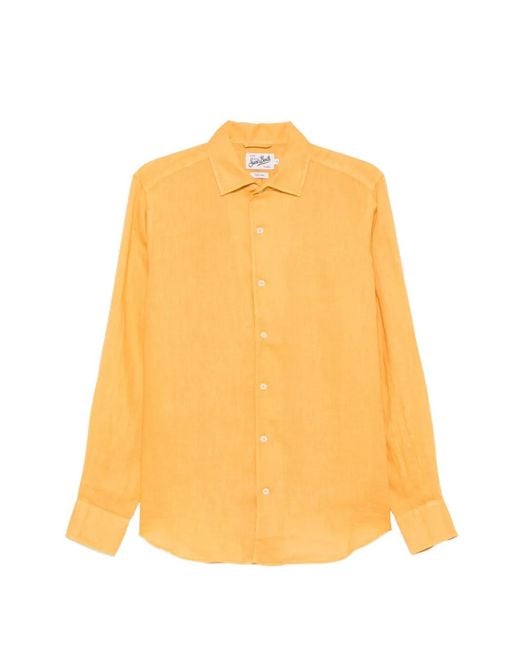 Mc2 Saint Barth Yellow Raphael Linen Shirt for men